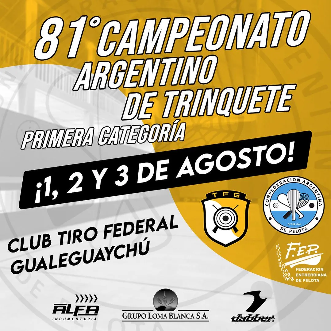 CAMPEONATO ARGENTINO 1ra. CATEGORIA TRINQUETE - ABONO X 3 DIAS